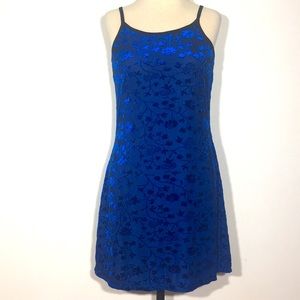 Blue Floral Embossed Dress